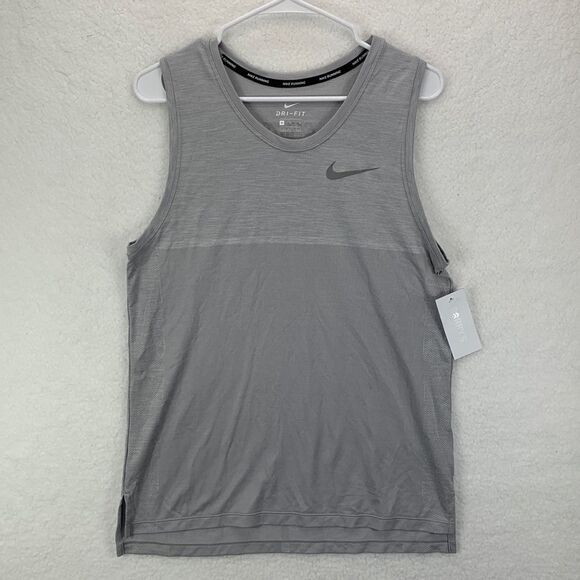 Nike Dri-Fit Medalist Running Tank Men’s Size M Gunsmoke Gray DRY Knit NWT - Picture 1 of 14